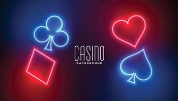 casino jugando tarjetas en neón estilo vector