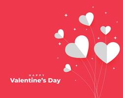 happy valentines day paper hearts in balloon style background vector