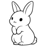 AI generated cute rabbit Doodle style hand drawn style black art line illustration. Happy Easter day bunny pose outline sketch icon on transparency vector