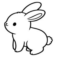 AI generated cute rabbit Doodle style hand drawn style black art line illustration. Happy Easter day bunny pose outline sketch icon on transparency vector