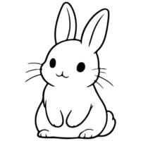 AI generated cute rabbit Doodle style hand drawn style black art line illustration. Happy Easter day bunny pose outline sketch icon on transparency vector