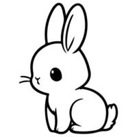 AI generated cute rabbit Doodle style hand drawn style black art line illustration. Happy Easter day bunny pose outline sketch icon on transparency vector