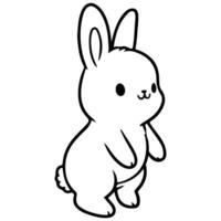 AI generated cute rabbit Doodle style hand drawn style black art line illustration. Happy Easter day bunny pose outline sketch icon on transparency vector