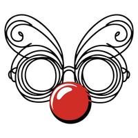 AI generated Continuous Line Drawing of Carnival goggles with a red nose day. Design element for logo or emblem . Hand Drawn Symbol Vector Illustration