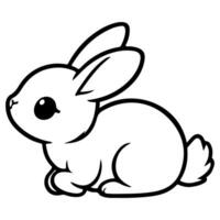 AI generated cute rabbit Doodle style hand drawn style black art line illustration. Happy Easter day bunny pose outline sketch icon on transparency vector