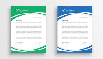 stylish business company letterhead in green and blue color vector