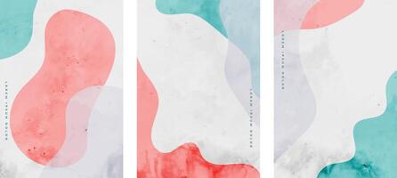 hand painted minimal fluid curve shapes poster design vector