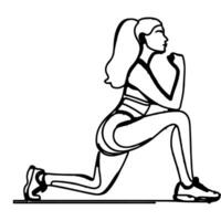 ai generado mujer lo hace ejercicios con mano a relajación línea Arte dibujo estilo negro lineal bosquejo, mano dibujo garabatear niña comprometido en yoga vector