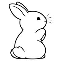 AI generated cute rabbit Doodle style hand drawn style black art line illustration. Happy Easter day bunny pose outline sketch icon on transparency vector