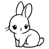 AI generated cute rabbit Doodle style hand drawn style black art line illustration. Happy Easter day bunny pose outline sketch icon on transparency vector