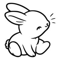 AI generated cute rabbit Doodle style hand drawn style black art line illustration. Happy Easter day bunny pose outline sketch icon on transparency vector