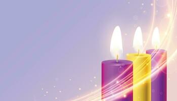 glowing candles with light streak effect vector