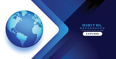 digital blue world concept banner design vector