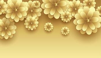 golden 3d flowers decorative premium background vector