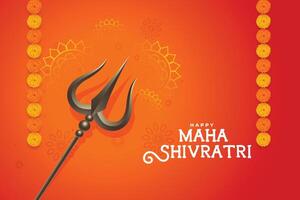 nice maha shivratri traditional orange card design background vector