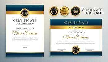 modern diploma certificate multipurpose template in golden color vector