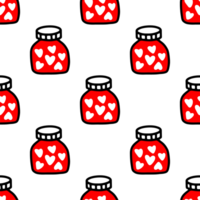 Seamless pattern of Jars with heart. Pattern for Valentines day png