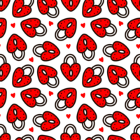 Seamless pattern with red heart-shaped lock. png