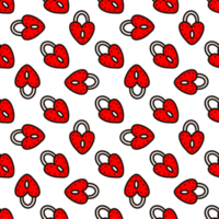 Seamless pattern with red heart-shaped lock. png