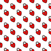 Seamless pattern with red heart-shaped lock. png