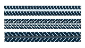 set of tire track print mark pattern vector