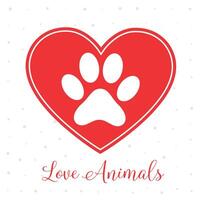 love animals concept with heart and paw print vector