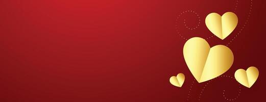 valentines day banner with golden hearts and text space vector