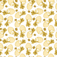 Seamless pattern of yellow fish. Background with an image of a monochrome sea creature. Simple watercolor, stylized design. Underwater world of fauna for fabric, paper. Hand drawn illustration. png