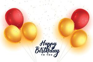 realistic happy birthday balloons background vector