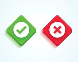 green check mark and red cross buttons vector