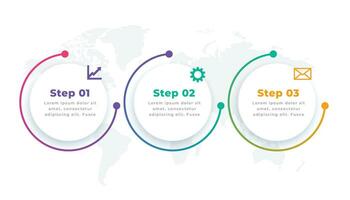 Tres pasos moderno circular infografía modelo diseño vector