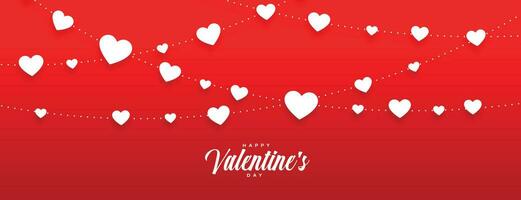red vallentines day banner with white hearts vector