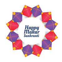 makar sankranti kites festival card design vector