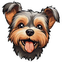 AI generated yorkshire terrier dog head clipart png