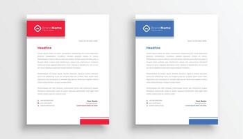 blue and red letterhead template design vector