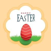 contento Pascua de Resurrección día tarjeta con huevos y césped vector