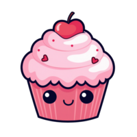 AI generated Kawaii cupcake on transparent background png