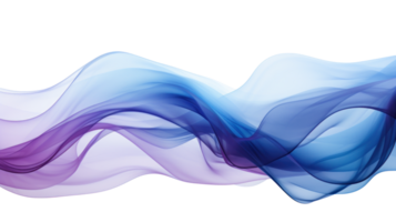 ai generado azul y púrpura fumar ola en transparente antecedentes png