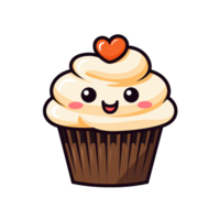 ai generato kawaii Cupcake su trasparente sfondo png