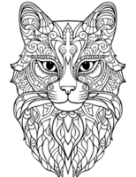 AI generated a cat head with intricate patterns on it png
