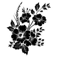 AI generated Silhouette flower bouquet black color only vector