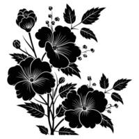 ai generado silueta flor ramo de flores negro color solamente vector