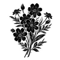 ai generado silueta flor ramo de flores negro color solamente vector