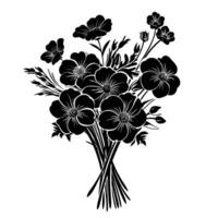 AI generated Silhouette flower bouquet black color only vector