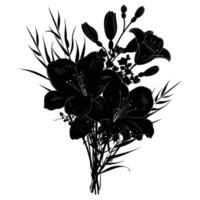 AI generated Silhouette flower bouquet black color only vector