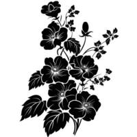 AI generated Silhouette flower bouquet black color only vector