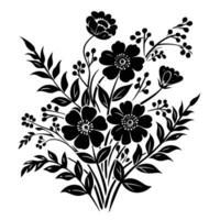 AI generated Silhouette flower bouquet black color only vector