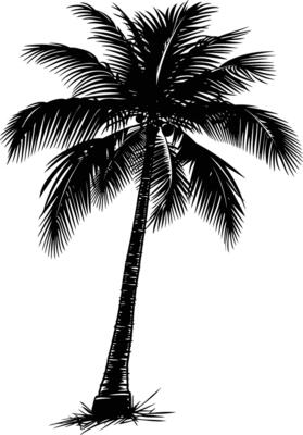 AI generated silhouette coconut tree black color only