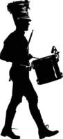 AI generated Silhouette marching band percussion instrument player full body black color only vector