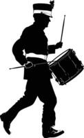 AI generated Silhouette marching band percussion instrument player full body black color only vector